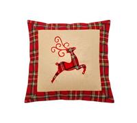 SHATCHI Hessian Home Chambre Bureau Décorations Toile de Jute Coton Lin Imprimé Housses de Coussin - Renne, Bonhomme de Neige, Robin, Pudding de Noël, 40x40cm