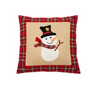 SHATCHI Housses de Coussin en Toile Jute pour la Maison, Chambre à Coucher, Le Bureau, Jute, Coton et Lin imprimé - Renne, Bonhomme Neige, Rouge-Gorge, Pudding Noël, 40 x cm