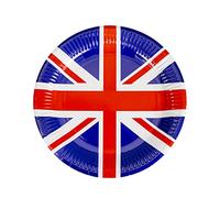 SHATCHI Lot de 20 assiettes en papier jetables Motif Union Jack 23 cm