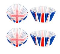 SHATCHI Lot de 200 caissettes à cupcakes en papier Motif Union Jack Rouge/blanc/bleu