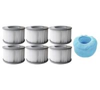 SHATCHI Lot de 6 Cartouches filtrantes à Plis 90/120 avec Filet de Protection pour Piscine et Spa Gris
