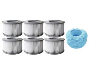 SHATCHI Lot de 6 Cartouches filtrantes à Plis 90/120 avec Filet de Protection pour Piscine et Spa Gris