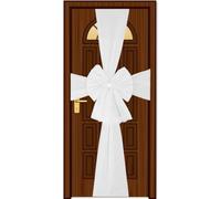 SHATCHI Noeud de Noël Blanc 7,5 m en Strass géant pour Porte d'entrée, Mariage, fête prénatale, décoration d'intérieur, Organza, Lot de 1