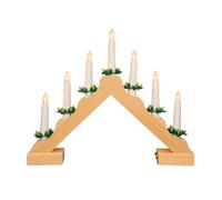 SHATCHI Pont traditionnel en bois naturel pré-éclairé 7 ampoules LED - Alimenté par piles - Fenêtre Arbre de Noël Maison Bureau Lumière Vacances Décoration festive