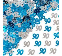 SHATCHI Shatchi Lot de 28 g de confettis métalliques pailletés pour décoration de table Bleu et argenté 12 mm