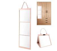 Shatterproof Foldable Mirror - Tri Fold Glass with Handle Travel Accessory | Full Length Mirror Dorm for Dancer, Camping, Makeup, Backstage, Home, Bathroom, College, Gym, Fitting