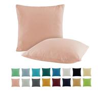 SHC by BaSaTex - Lot de 2 housses de coussin en jersey - Taies d'oreillers en 100 % coton - 50 x 50 cm - Housse de coussin décoratif - Vieux rose, rose