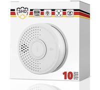 SHD by OneConcept Detecteur de Fumée, 10x Alarme Incendie Détecteur Fumée pour la Maison, Bureaux, Detecteur de Fumee de Cuisine à Capteur Optique avec Fonction Test et Silencieux, Détecteurs de Fumée