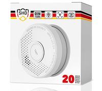 SHD Détecteur de fumée (20x), Détecteurs avec Alarme Incendie instantanée, Pile 9V remplaçable, Garantie 10 Ans, testé Selon la Norme DIN EN14604, certifié BSI, Bouton Test, Blanc, DOF29