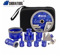 SHDIATOOL 11 pièces Bit de noyau de forage diamant Dia6-68mm trou scie ouverture pour carrelage en céramique marbre 125mm maille disque de coupe M14 ensemble d'outils 11Pcs