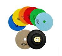 SHDIATOOL 7Pcs Disque Diamant de Polissage 4"/100mm Sec Diamant Polissage Pads et un Caoutchouc Support Pad pour Marbre, Granite, Pierre, Béton (Grains mélangés et C)