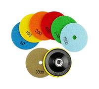 SHDIATOOL 7Pcs Disque Diamant de Polissage 4 Pouces / 100mm Sec Diamant Polissage Pads et un Plastique Support Pad pour Marbre Granite Pierre Béton (Grains mélangéset et P)
