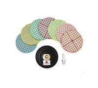 SHDIATOOL Disque Diamant Polissage 9 Pièces - 7 Pièces Tampons Polissage 100mm (Grain 50/100/200/400/800/1500/3000), Plateau de Ponçage, Adaptateur pour Polissage Granit Marbre Quartz Pierre à Sec