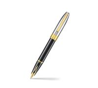 Sheaffer Legacy 9065 Stylo-plume, médaillé de smoking bicolore, pointe moyenne incrustée en PVD or 14 carats, avec pochette en cuir et coffret cadeau de luxe