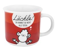 Sheepworld 48933 Tasse avec motif « Smile » | Tasse préférée dans une boîte cadeau, en porcelaine, 38 cl, tasse avec inscription en allemand | Cadeau, anniversaire, cadeau amusant