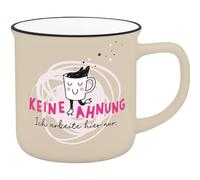 Sheepworld 74836 Tasse à café avec inscription en allemand « Keine Ahnung » à bord noir, 35 cl, hauteur 8,5 cm, cadeau amusant, pour amis et collègues