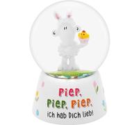 Sheepworld Boule de rêve avec Motif Piep - Boule à Neige à secouer - Hauteur 6,5 cm - Polyrésine - Verre - Cadeau de Pâques, nid de Pâques, décoration de Pâques - 70267