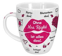 Sheepworld Mug Ohne Mrs Right ist alles doof | Porcelaine 45cl | Tasse à café et thé Tasse avec inscription en allemand Ohne Mrs Right ist alles doof | 46510