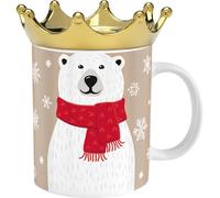 Sheepworld Tasse avec couronne motif ours polaire | Tasse à café en porcelaine, 35 ouvercle en forme de couronne, boîte cadeau | Cadeau pour Noël, Nouvel An, calendrier de l'Avent | 51223