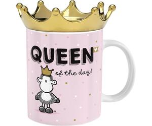 Sheepworld Tasse couronne avec motif imprimé Queen | Tasse à café en porcelaine, 50 cm, couvercle en forme de couronne, boîte cadeau | Cadeau pour vous, petite amie, sœur, collègue | 48946