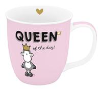 Sheepworld Tasse Queen of the day | Petite tasse à café avec inscription en allemand en porcelaine 32 cl | Cadeau pour vous, petite amie, sœur, collègue | 74725