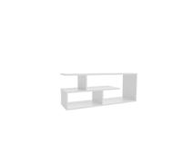 Shefa Eden Meuble TV compact 100 cm - Meuble multimédia en bois blanc avec étagères de rangement ouvertes, petite table console TV moderne, centre de divertissement et meuble TV pour salon, chambre à