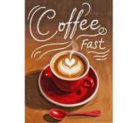 SHEGZHUC Peinture diamant adulte café cuisine rouge 30 x 40 cm peinture diamant tableaux petit-déjeuner cœur café mosaïque broderie point de croix art cadeau décoration murale pour chambre à coucher