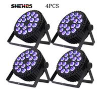 SHEHDS 4 pièces en alliage d'aluminium LED plat Par 18x12W RGBW/18x18W RGBWA + UV LED éclairage DMX512 Disco professionnel scène DJ équipement 4pcs 18x18W