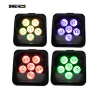 SHEHDS-Applique Murale LED 6x18W RGBWA + UV 6 en 1, avec Batterie, Télécommande Sans Fil DMXorgPhone, pour Femme, pour DJ et Noël, 4 Pièces 4Pcs 6x18W