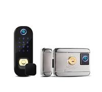 SHEHUALI Serrure Intelligente, Verrouillage biométrique double empreinte digitale sans clé WIFI FECHADURA ELETRONICA Smart RIM de porte for la d'extérieur