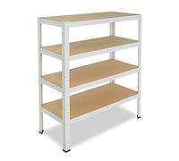 shelfplaza® 100x90x30cm Home Étagère Charge Lourde Blanc/Etagere Metallique 4 Niveaux / 175kg capacité Charge/Etagere en Metal, étagères de Rangement & Etagere Rangement Garage Acier