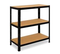 shelfplaza® 90x100x23cm Black Étagère Charge Lourde/Meuble Etagere Noir Metal avec 3 Niveaux/capacité Charge 175kg / Meuble Etagere Metal Noir comme étagère Rangement ou étagère Garage