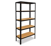 shelfplaza BLACK 180x75x50 cm Étagère charges lourde en noir avec 5 étagères et une capacité de charge de 175 kg par étagère