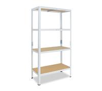 shelfplaza HOME 155x40x30 cm Étagère charges lourde en blanc avec 4 étagères et une capacité de charge de 175 kg par étagère
