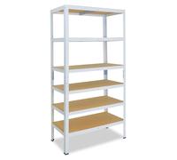 shelfplaza HOME 155x50x40 cm Étagère charges lourde en blanc avec 6 étagères et une capacité de charge de 145 kg par étagère