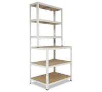 shelfplaza HOME 190x100x60 cm Étagère rangement établi en blanc avec 6 étagères et une capacité de charge de 145 kg par étagère