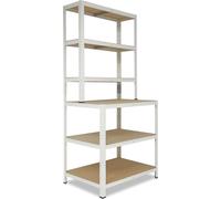 shelfplaza HOME 190x100x60 cm Étagère rangement établi en blanc avec 6 étagères et une capacité de charge de 145 kg par étagère