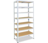 shelfplaza HOME 200x70x30 cm Étagère charges lourde en blanc avec 7 étagères et une capacité de charge de 125 kg par étagère