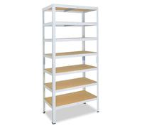 shelfplaza HOME 200x70x50 cm Étagère charges lourde en blanc avec 7 étagères et une capacité de charge de 125 kg par étagère