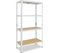shelfplaza HOME 200x90x30 cm Étagère charges lourde en blanc avec 4 étagères et une capacité de charge de 175 kg par étagère