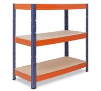 shelfplaza PRO 100x70x40 cm Étagère charges lourde en bleu-orange avec 3 étagères et une capacité de charge de 200 kg par étagère