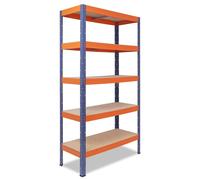 shelfplaza PRO 155x70x40 cm Étagère charges lourde en bleu-orange avec 5 étagères et une capacité de charge de 200 kg par étagère