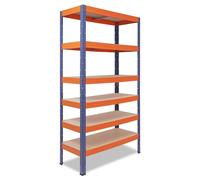 shelfplaza PRO 180x70x40 cm Étagère charges lourde en bleu-orange avec 6 étagères et une capacité de charge de 166 kg par étagère