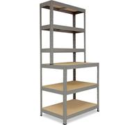 shelfplaza PRO 190x80x60 cm Étagère rangement établi en gris avec 6 étagères et une capacité de charge de 166 kg par étagère