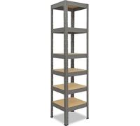 shelfplaza PRO 200x45x45 cm Étagère charges lourde en gris avec 6 étagères et une capacité de charge de 166 kg par étagère
