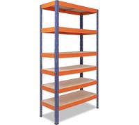 shelfplaza PRO 230x120x50 cm Étagère charges lourde en bleu-orange avec 6 étagères et une capacité de charge de 166 kg par étagère