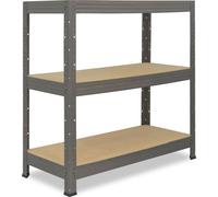 shelfplaza PRO 90x50x30 cm Étagère charges lourde en gris avec 3 étagères et une capacité de charge de 200 kg par étagère