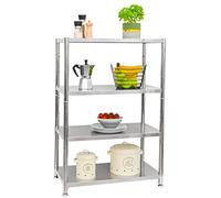 shelfr - Étagère Métallique en Acier Inoxydable - 74x41x110 Cm - 4 Niveaux Charge Maximale 160 Kg - pour Rangement Cuisine Bureau Garage Console Industrielle Murale - Rayonnage Stable et Durable