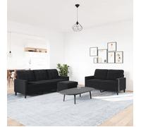 SHELL© Ensemble de SOFA - Polyester: 100% - 3 pcs - pour salon/bureau - avec coussins Noir Velours C3933