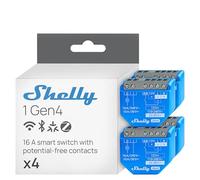 Shelly 1 Gen4 - Interrupteur Matter, Zigbee, Wi-Fi, 1 Canal 16A, Contacts secs, Ouvre-porte de garage connecté, Contrôle à distance app, Alexa, Google, SmartThings, Apple Homekit - 4 Unités